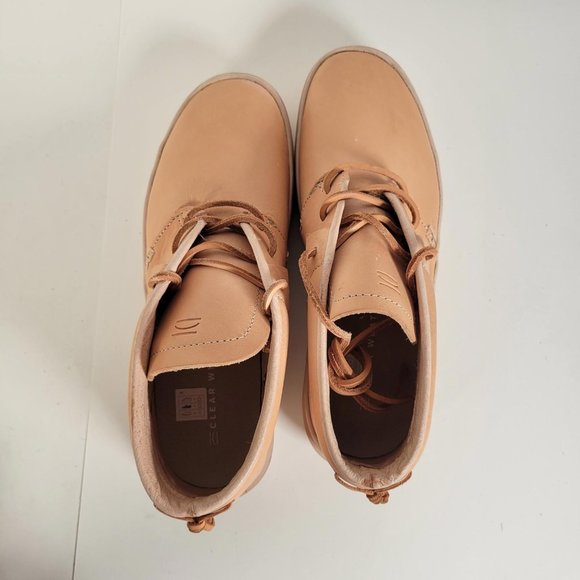 Clean Weather Vegan Raw Undyed Tan Leather Unisex Sneaker Women Size 9 1/2 - Picture 9 of 14